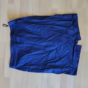 J. Crew pencil skirt, size 6, navy blue and pink polka dot